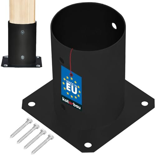 KOTARBAU® Casquillo roscado Ø 100 mm para postes de madera redondos Poste Casquillo de suelo Viga de valla Casquillo Placa de suelo Soporte