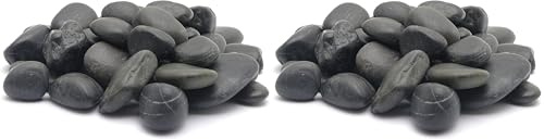 Marina Decorative Aquarium Gravel Natural Beach Pebble, 12-18 mm, 2 Kg, Black (Pack of 2)