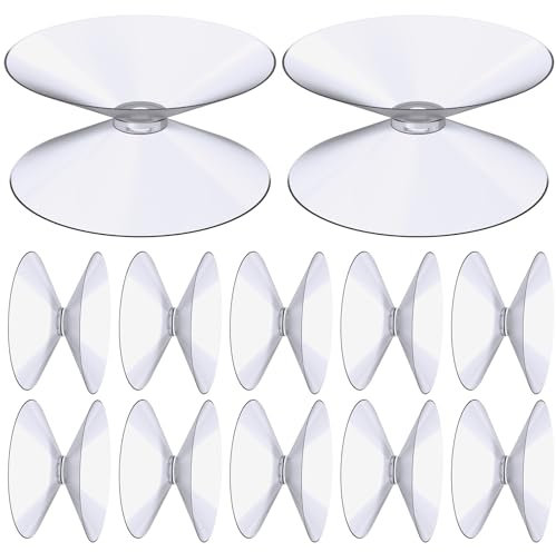 flintronic Ventosa de doble cara, Ventosas Furgoneta Camper, ventosa transparente sin ganchos, Ventosas parasol coche para Baño,Armario,Ventana,12 Piezas(tamaño 20 mm)