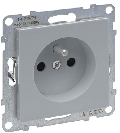 LEGRAND, SEANO Prise standard française/belge avec protection de contact accrue - Couleur : aluminium laqué - 765280
