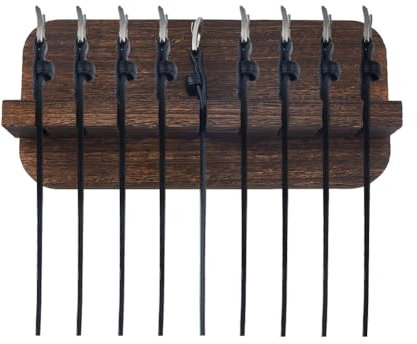 SUPERFINDINGS Wooden Belt Organizer Wall Mounted Belt Rack Sturdy Belt Hanger Organizer Holds 9 Belts Belt Holder for Closet Door Wall with Hardware, 29.6x13.8cm