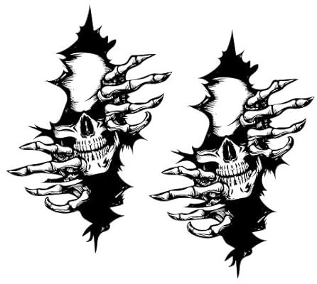 TLDSHOP® - Adesivo per Auto Crepe con Teschio - 2 Pezzi Adesivi per Auto - Adesivo Mostro Teschio effetto 3D - Adesivi Auto Tuning Strisce Decorative per Auto - Misura singola: (S)