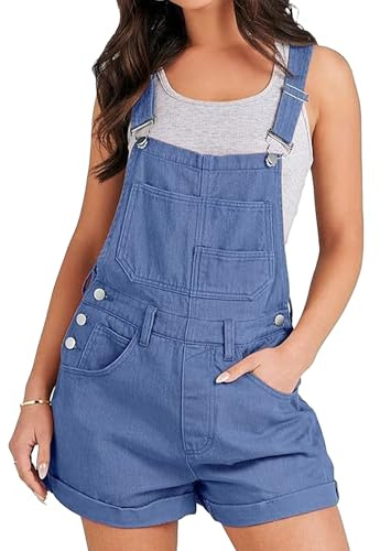 Damoverall Loose Fit 2025 Sommar Casual Justerbara byxor Jean Haklapp Shortalls Trendig jeansoverall med manschetter