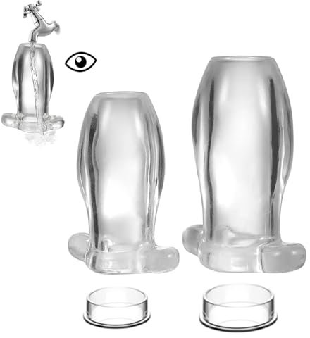 SAHOOSAFETY Set di plug anali cavi trasparenti con tappo Tunnel anale M/L Plug anale aperto Espansione anale e vaginale SM Dildo cavo Giocattoli sessuali anali for uomini e donne(L)