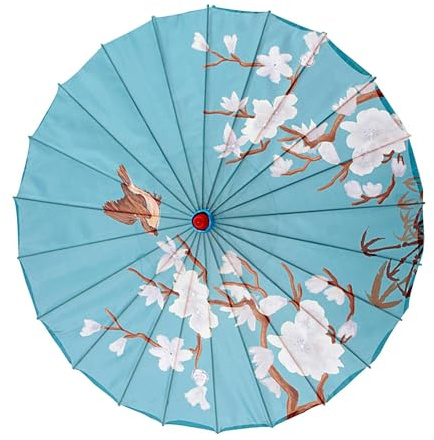 Yonuaret Paraguas Japonés - Sombrilla Japonesa Artística de Flor de Ciruelo 81 cm Hecha a Mano | Tela de Seda Portátil para Disfraces Cosplay y Baile Resistente al Viento