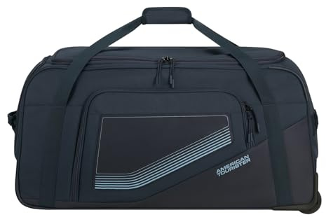 American Tourister City Racer - Borsone con Ruote 77 cm, 129 L - Ampio Spazio & Scomparto Scarpe Separato - Idrorepellente, Manici Multipli, Resistente - Blu (Navy)