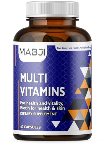 MABJI A-Z Multivitamin Tablets for Men & Women - 60 Tablets - 2 Month Supply - 25 Essential Multivitamins & Minerals Including Iron, Zinc & Vitamin D - One a Day