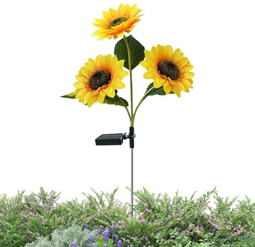 Sunflower Solar Lights | Waterproof Pathway Lamp | Solar Sunflowers Outdoor Waterproof - for Backyard Patio Driveway Walkway Lawn Flowerbed Garden Trees Yard Porch