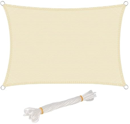 WOLTU Sonnensegel Premium HDPE Wetterbeständig Atmungsaktiv 95% UV Schutz Segeltuch 180 g/m² Sonnenschutz Schattenspender für Balkon Terrasse Garten, mit Befestigungsseilen