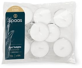 Spaas 12 Maxi Tealights Bags, Paraffin Wax, Aluminium Cup White, D 58 mm x H 24 mm