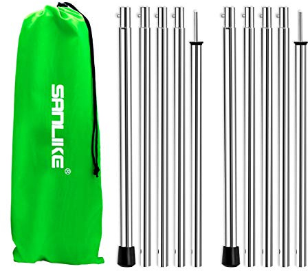 SANLIKE Tent Pole Telescopic Adjustable tarp Poles for Camping Canopy Awning Shelter Backpacking Hiking -(Adjustable Length - Steel)