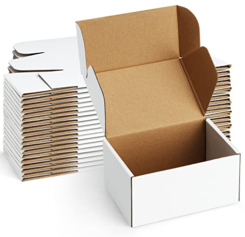 Poever Shipping Boxes 6x4x3 inches Small Mailing Boxes 25 Pack White Cardboard Corrugated Box Mailers