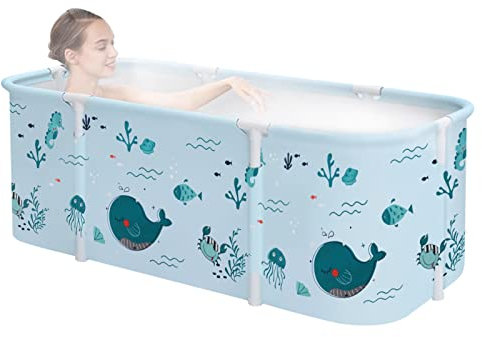 Sinbide Vasca da bagno pieghevole, vasca da bagno portatile a 3 strati, vasca da bagno in PVC per adulti e bambini (Animato-140cm)