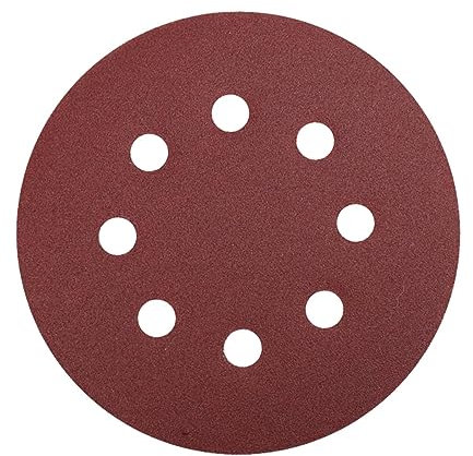 Secwell 20 Piezas Discos de Lija 180mm 8 Agujeros Redondos Papel Abrasivo Grano 120