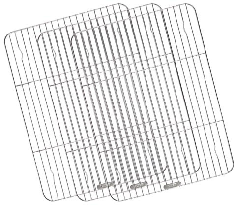 MUXHEL 3 stycken kylgaller i rostfritt stål, 39 x 28 x 1,5 cm rostfritt stål kakgaller kylgaller, silver rektangulärt bakgaller för bakning kylning, hälsosam och hållbar, diskmaskinssäker