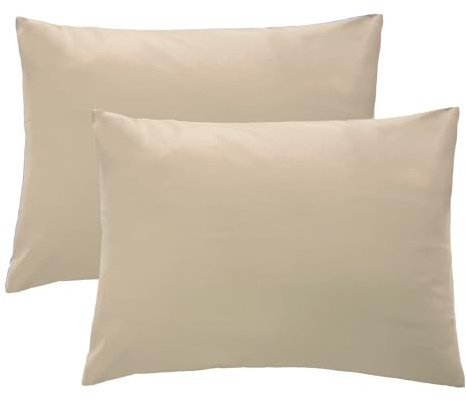 iMaylex 1800 Series Super Soft Brushed Microfiber Fabric Zipper Pillowcase, Luxury Cozy and Lightweight, Set of 2, Khaki, Standard, 20x26 Inches