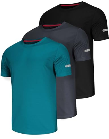5 Pack T-Shirt Sportiva Maschile Traspirante Asciugatura Rapida Manica Corta Camicia Funzionale Corsa
