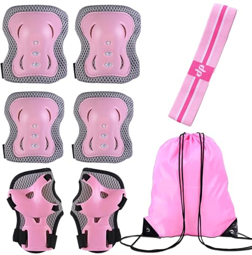 DKDDSSS Set di protezioni per bambini, ginocchiere, gomitiere e polsiere, per bambini e bambine, per pattinaggio, skateboard, bicicletta, per bambini dai 3 ai 10 anni