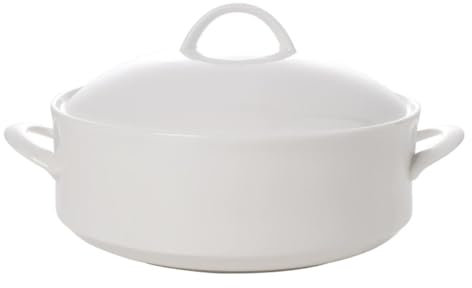 Ceramic Soup Tureen with Lid, Pure White Serving Soup Bowls with Double Handles,Porcelain,for Restaurant Home Kitchen