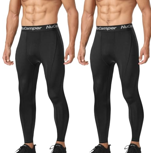NuCamper Pantaloni a Compressione da Uomo Pantaloni da Corsa Leggings,Lunghi e Traspiranti,Pantaloni Base Layer Tights for Fitness Running