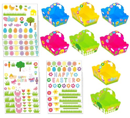 VICASKY 1 juego de cesta de la compra, adornos de Pascua, decoración de Pascua, cestas de decoración, cestas de Pascua, cesta temática, cesta de diseño de conejito de Pascua, cesta de diseño de