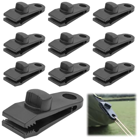 Lote de 10 clips de lona resistentes, diseño de dientes de sierra, accesorios para tienda, pinza para lona, fijación de lona de piscina, versátil para camping y exterior