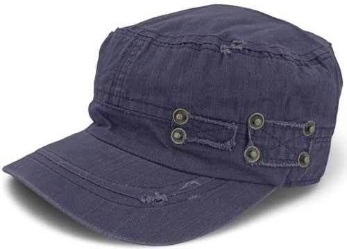 styleBREAKER Unisex Military Cap in Destroyed Vintage Look | Adjustable Cotton Army Cap | Used Look Baseball Cap for Men and Women, Dark Blue