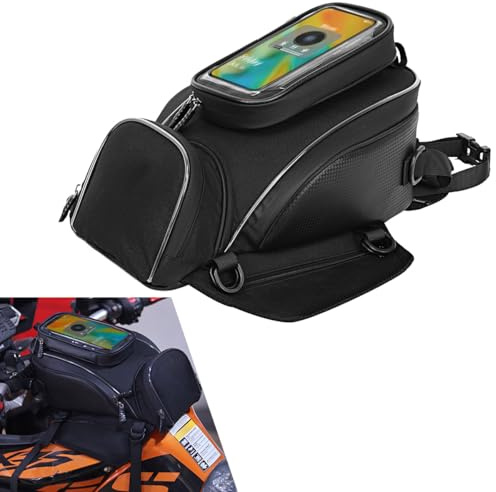 ZKSJFU Sacoche Moto pour BMW F800R F800S F800ST F800GT R1200S HP2, Sac De Réservoir Moto, Sac étanche pour Longs Trajets Moto - Compatible GPS Et Smartphone Sac à écran Tactile