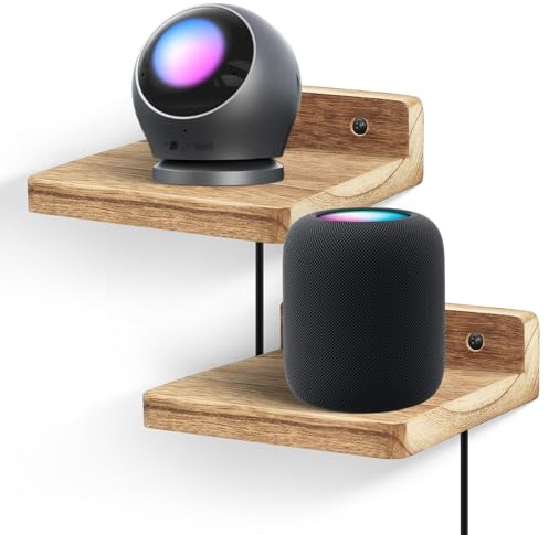 FURAOMEILI Small Floating Shelf for Wall,5 Inch Wall shelf Set of 2,Mini Speaker, Baby Monitor,Cameras，Figurines Display Stand, for Bedroom, Gaming Room, Living Room, Office(Carbonized Black)
