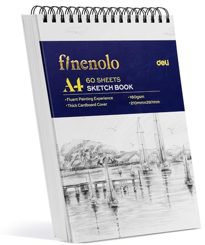 finenolo A4 skissblock inbunden, 160 g/m², 60 ark/120 sidor (liggande format)