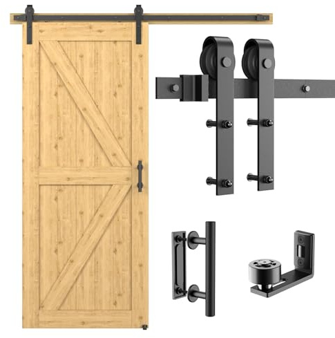 CCJH Juego completo de herrajes para puerta corredera, 204 cm, color negro