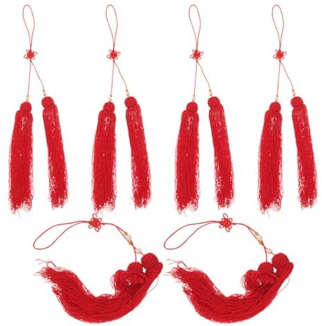 GETAJGHSD Decoración Borlas Colgantes para Espada de Competición, 6 Piezas de Hilo Resistente en Rojo, para Tai Chi y Entrenamiento de Artes Marciales