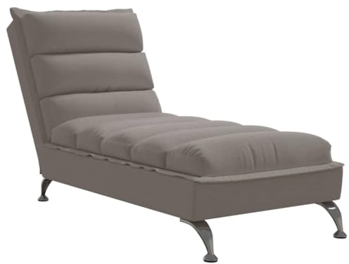 Augerlite Chaiselong med kudde brungrå tyg 133,5 x 56 x 74 cm, hållbar och ventilerande, med förkromade metallben, plywoodribbor, perfekt för vardagsrum, sovrum
