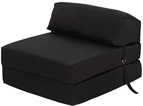 Ready Steady Bed Comfortable Fold Out Z Bed Chair | Sofa Bed Futon Lightweight | Soft Water resistant Cover | Ergonomically Designed Single Mattress Zbed (Black)