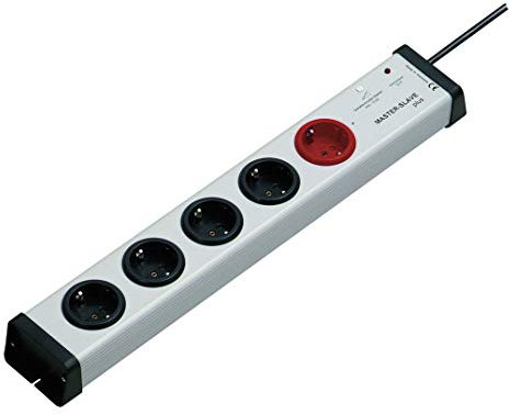 5-fach-Steckdosenleiste mit MasterSlave-Funktion und Überspannungsschutz mit 1,5-m-Zuleitung | MasterSlave-Mehrfachsteckdose max. 250 V/AC / 3.600 Watt | 0212x00052301