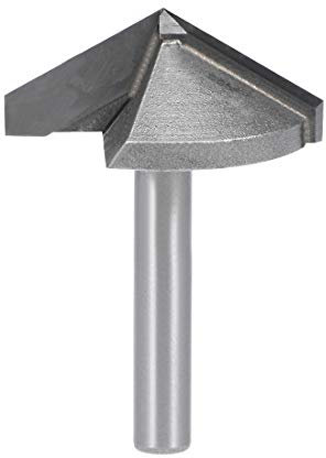 sourcing map 120 Degree V-Groove Router Bit 32mm Dia with 6mm Shank, Titanium Steel Tipped V Grooving Bit (Gray)