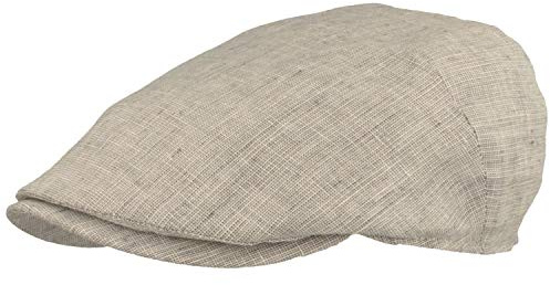 Breiter Herren Schiebermütze, Flatcap, Schirmmütze 100% Leinen, Futter aus 100% Baumwolle, Leicht & Bequem Grau 58