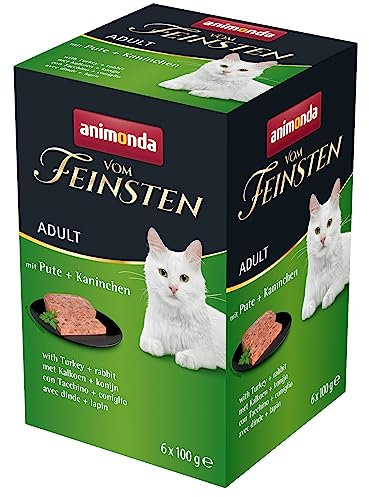 animonda vom Feinsten Katzenfutter nass mit Pute + Kaninchen (6 x 100g), getreidefreies Katzenfutter nass ohne Zucker, mit frischen, fleischigen Zutaten