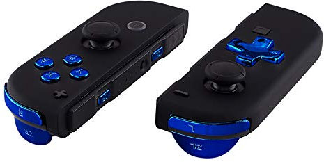eXtremeRate Boutons pour Nintendo Switch/OLED Manette,Accessoires de Gâchette L R ZL ZR SR SL et ABXY Interchangeables,Bleu Chromé Dpad Version-sans Joycon