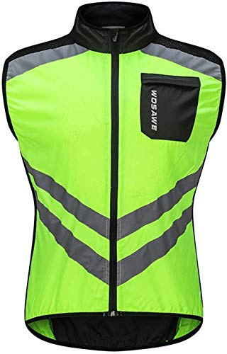 Chaleco Sin Mangas De Ciclismo para Hombre Chaleco Transpirable De Malla Completa, Bolsillos Traseros con Cremallera Completa Chaqueta Ligera De Carreras/MTB Reflectante