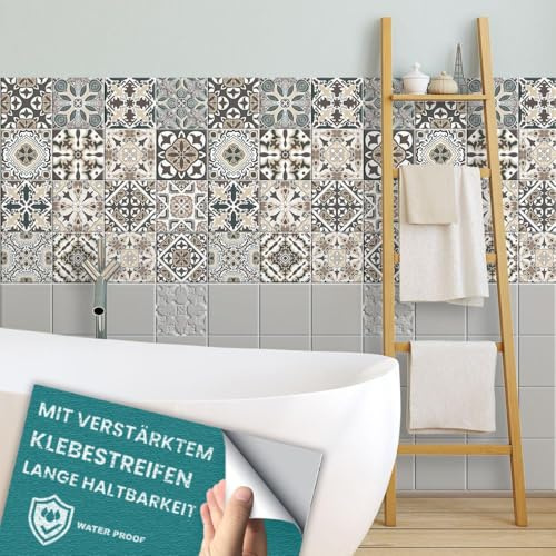 RE-COVERTILES - Stickers Carrelage Cuisine et Bain Carreaux Adhésifs en PVC Imperméables Anti-rayures Autocollants Décoratifs Mur Peel and Stick - Modèle 24 Pcs 10x10 cm PS00025 Made in Italy