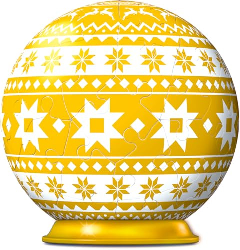 Ravensburger Yellow Festive Christmas Tree Bauble Decoration 3D Jigsaw Puzzle Ball for Kids Age 6 Years Up - 54 Pieces - No Glue Required