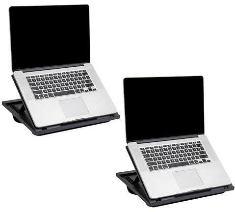 Mind Reader Laptopstativ, sängbricka, hopfällbar, bärbar, sovsal, MDF, metall, 37,5 L x 28 B x 18,5 H cm, set om 2, svart