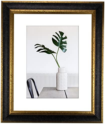 myposterframe Bilderrahmen Echtholz 29,7 x 42 cm DIN A3 Dysnomia – Edler Barockrahmen für Bilder, Photos & Gemälde – Hoch- & Querformat möglich – Schwarz Gold