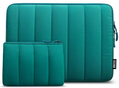 TECOOL Puffy 15.6 inch Laptop Case Sleeve For 15 15.6” Lenovo Thinkpad ideapad HP Pavilion Acer Dell Asus Vivobook Chromebook Notebook,MacBook Pro 16 Inch M4 M3 Waterproof Protective Case,Teal