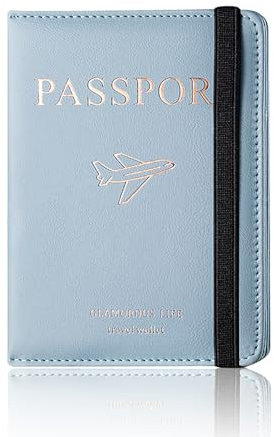 FZSECRIU Reisepasshülle, Passport Hülle mit RFID-Blocker, Impfpass Hülle, Reisepass Organizer, Reisepasshüllen, Geldbörse（Blau）