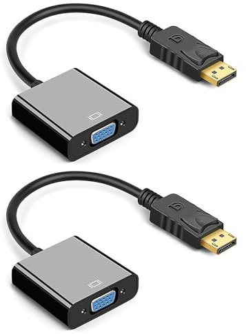 2 Packs Displayport to Vga Display Port to Vga Adaptor Hd Laptop Pc Adapter Connectors Dp Adapter Hdmi Converter Male to Female Cable Monitor Compatible for Lenovo Dell Hp Asus