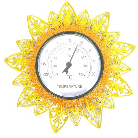 HNsdsvcd Eye Catching Sun Shaped Metal Outdoor Wall Thermometer, Temperature Measurement, Practical Garden Decoration, Weatherproof, No Batteries Needed