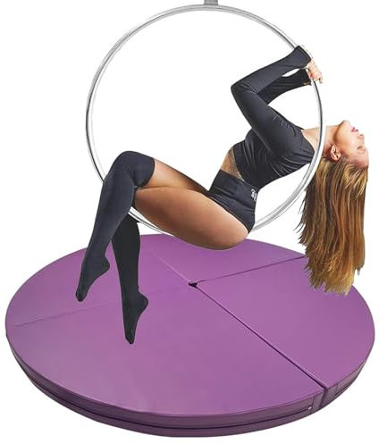 Pole Dance Skyddsmatta Aerial Hoop Crash Matta Poledance Matta, Vikbar Rund Tvärbunden Säkerhetsstoppning av Epe Skum, Bärbar Hemmastudio Träningsdans Fitness Kudde(Purple,120cmx5cm(47.2inx2in))