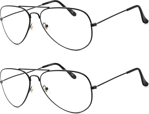 NEW VISION Lunettes 2 PACK, Lunettes Loupe, Lunettes De Lecture, Style Pilote Monture Métal Rétro, Lunette De Lecture Homme Femme, NV8132 (NIOR*2, 1, Diottria)